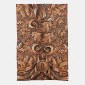 Western Gereed Leather Print Aangepast Initiaal Theedoek (Verticaal)