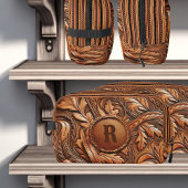 Western Gereed Leather Print Aangepast Initiaal Toilettasje