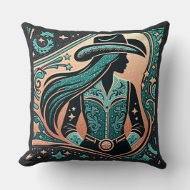 Western Gereed Leather Print Cowgirl Kussen