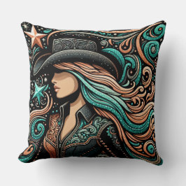 Western Gereed Leather Print Cowgirl Kussen