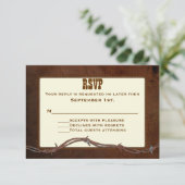 Western getoold leder aangepaste bruiloft RSVP Kaartje (Staand voorkant)