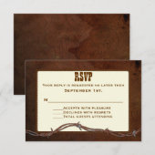Western getoold leder aangepaste bruiloft RSVP Kaartje (Voorkant / Achterkant)