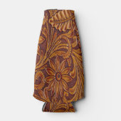 Western getoold leder afdrukken flesjeskoeler (Voorkant)