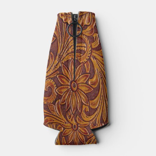 Western getoold leder afdrukken flesjeskoeler (Achterkant)