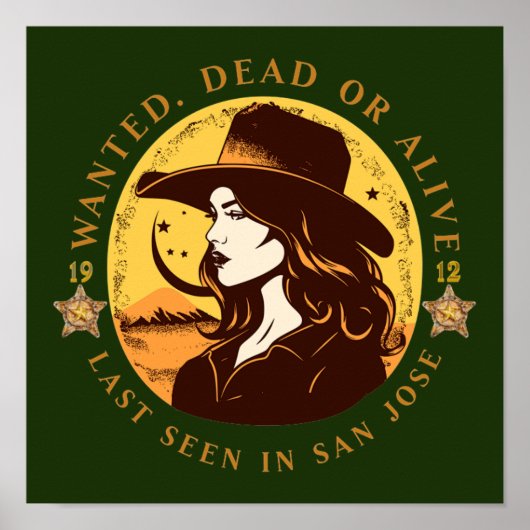 Western Gezocht Cowgirl Poster (Voorkant)