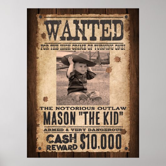 Western Gezocht Outlaw Welkom Verjaardag Poster (Voorkant)