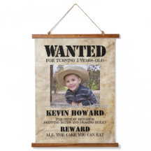 Western Gezocht Verjaardagshout Topped Wandtapijt