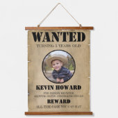 Western Gezocht Verjaardagshout Topped Wandtapijt Hangend Wandkleed (Voorkant)