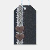 Western glam zwart leder en diamanten bier cadeaulabel (Achterkant)