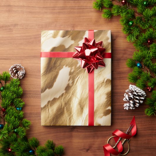 Western Gold Cream Koeienhuid Cadeaupapier (Feestdagen Geschenken)