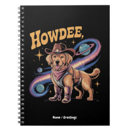 Western Golden Retriever Funny Cowboy Space Dog  Notitieboek