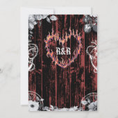 Western Gothic Zwart en Rood Bruiloft Kaart (Achterkant)