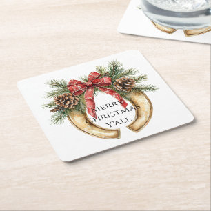 Western Goud Hoefijzer Kerst Pine Kegels Kartonnen Onderzetters