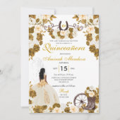 Western Goud Ivoor Charro Cowgirl Quinceañera Kaart (Voorkant)