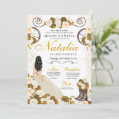 Western Goud & Ivoor Prinses Cowgirl Quinceanera Kaart (Staand voorkant)