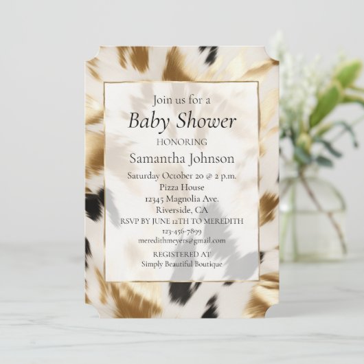 Western Goud Zwart Wit Cream Koeienhuid Kaart (Staand voorkant)