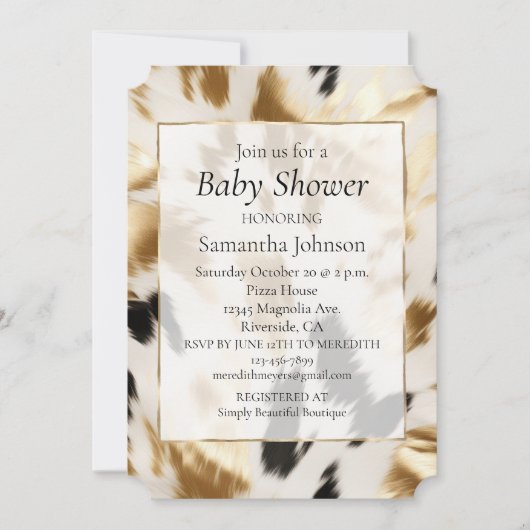 Western Goud Zwart Wit Cream Koeienhuid Kaart (Voorkant)