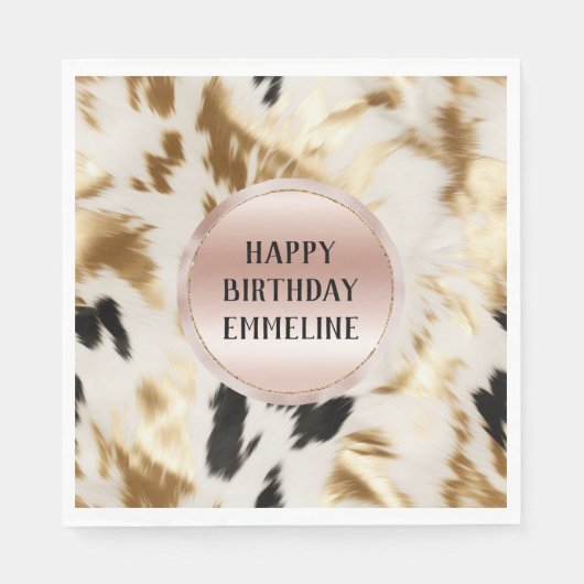 Western Goud Zwart Wit Cream Koeienhuid Servet (Voorkant)