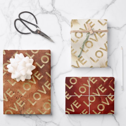 Western gouden glitz liefde inpakpapier vel (Voorkant)