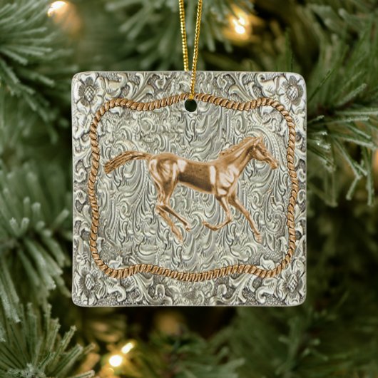 Western gouden paardenriemgesp keramisch ornament (Boom)