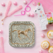 Western gouden paardenriemgesp papieren bordje (Feest)