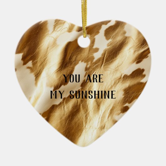 Western gouden witte crème Koeienhuid Keramisch Ornament (Voorkant)