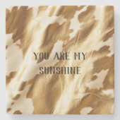 Western gouden witte crème Koeienhuid Stenen Onderzetter (Voorkant)