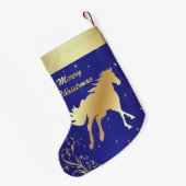 Western goudpaard op BLue-achtergrond Kleine Kerstsok (Achterkant (Hangend))
