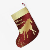 Western goudpaard op maroon-/wijnachtergrond kleine kerstsok (Achterkant (Hangend))