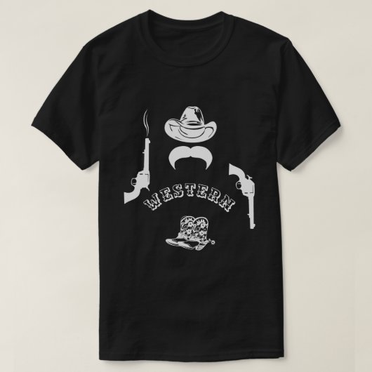 Western grappig, uniek, aanpasbaar, zwart t-shirt (Design voorkant)