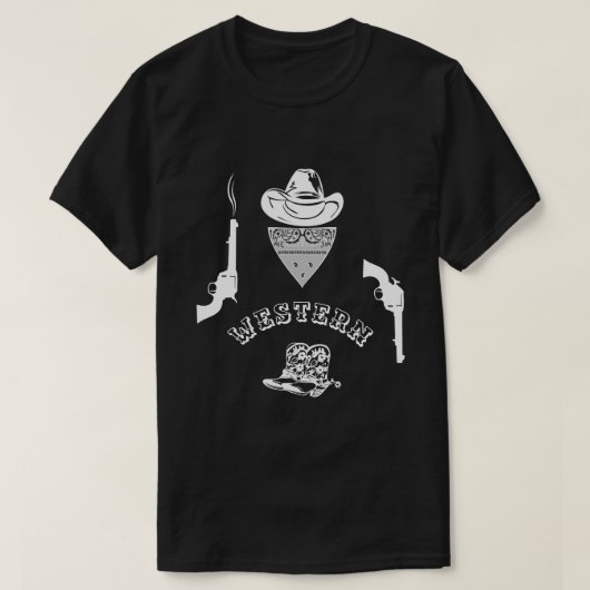 Western grappig, uniek, zwart, aanpasbaar t-shirt (Design voorkant)