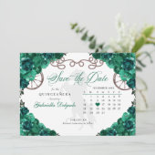 Western Green Charro Quinceañera Save The Date Kaart (Staand voorkant)