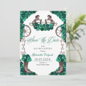 Western Green Charro Save The Date Quinceañera Kaart (Staand voorkant)
