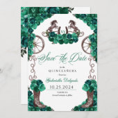 Western Green Charro Save The Date Quinceañera Kaart (Voorkant / Achterkant)