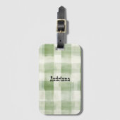 Western Green Cream Plaid Stripes Country   Bagagelabel (Voorkant (verticaal))