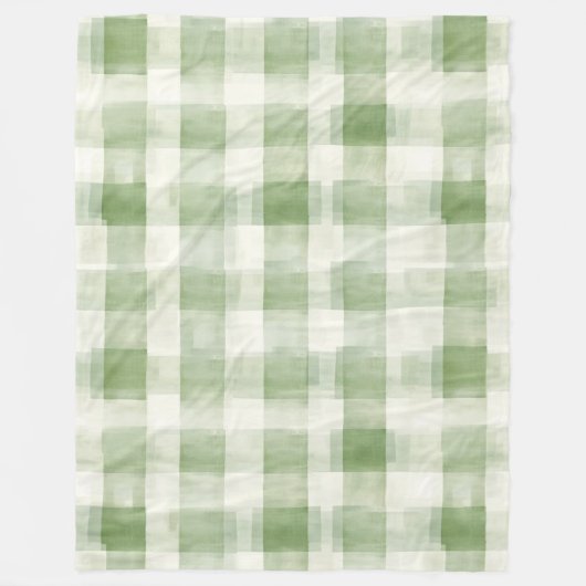 Western Green Cream Plaid Stripes Country   Fleece Deken (Voorkant)