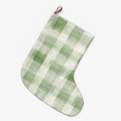 Western Green Cream Plaid Stripes Country   Grote Kerstsok (Voorkant (Hangend))