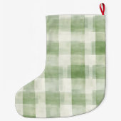 Western Green Cream Plaid Stripes Country   Grote Kerstsok (Achterkant)
