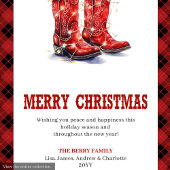 Western greeting card red black tartan border feestdagenkaart