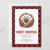 Western greeting card with wagon wheel plaid feestdagenkaart (Voorkant)