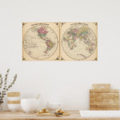 Western halfrond en oostelijk halfrond poster (Keuken)