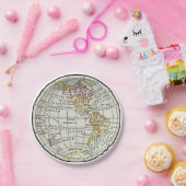 Western halfrond kaart Wereldbol reizen Papieren Bordje (Feest)