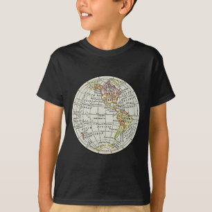 Western halfrond kaart Wereldbol reizen T-shirt