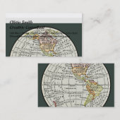 Western halfrond kaart Wereldbol reizen Visitekaartje (Voorkant / Achterkant)