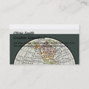 Western halfrond kaart Wereldbol reizen Visitekaartje