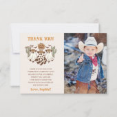 Western Halloween Cowboy Verjaardagsfeestfoto Bedankkaart (Voorkant)