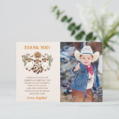 Western Halloween Cowboy Verjaardagsfeestfoto Bedankkaart (Staand voorkant)
