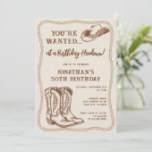 Western Hand Drawn Cowboy Boots Birthday Party Kaart (Staand voorkant)