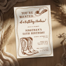 Western Hand Drawn Cowboy Boots Birthday Party