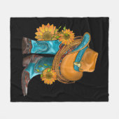 Western Hat And Cowboy Boots With Sunflowers Fleece Deken (Voorkant (Horizontaal))